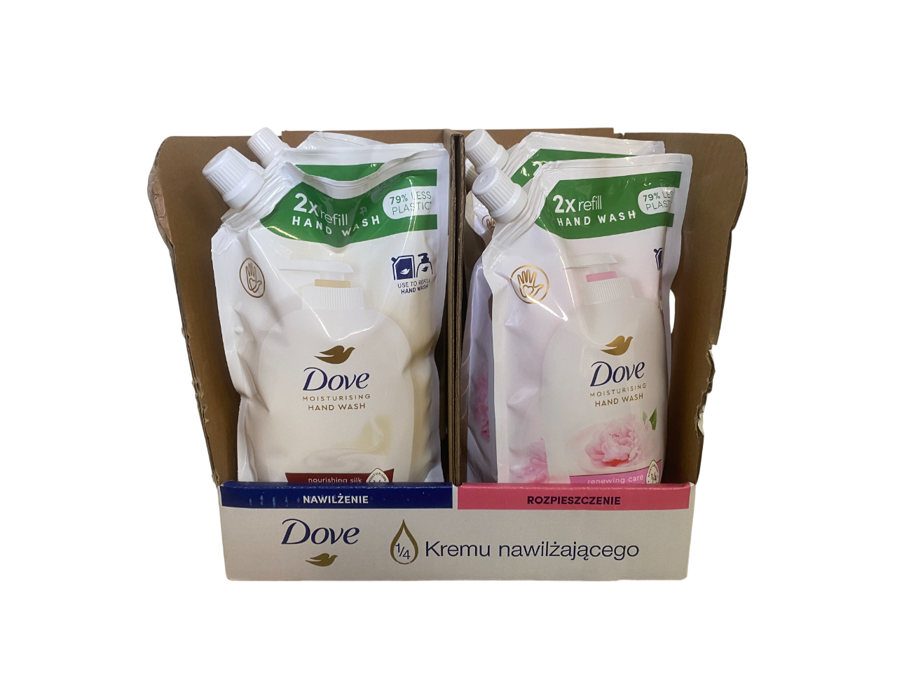 Dove - Display  - Handzeep - 2 Assortimenten - Renewing Care & Nourishing Silk - 8 Stuks