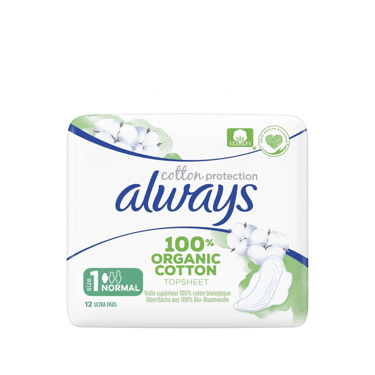 Always Cotton Protection - Maandverband - 1 Normal With Wings - 100% Organic Cotton Topsheet - 12 Stuks