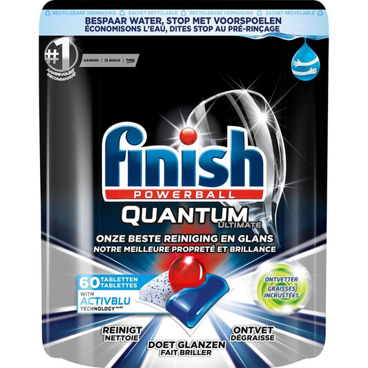 Finish Powerball - Vaatwas - Tablet - Quantum Ultimate - Ontvetter - 60 Tabs