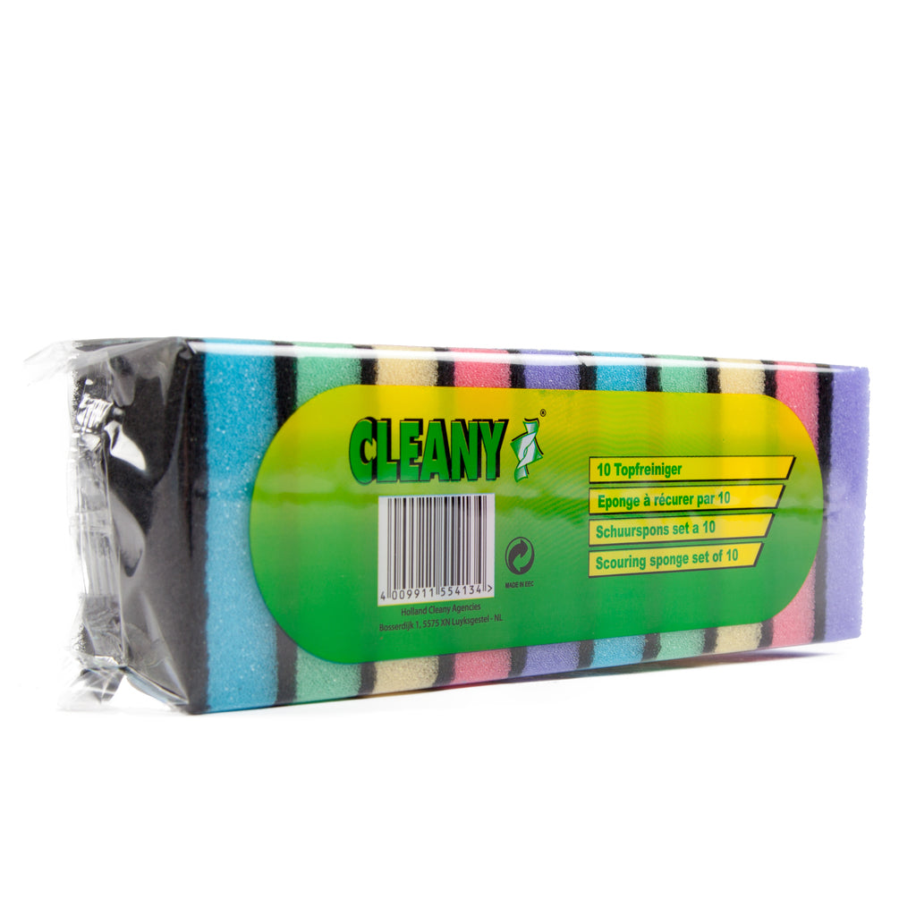 Cleany - Huishoud artikelen - Schuursponzen - Multicolor - 10 Stuks