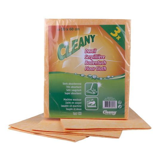 Cleany - Huishoud artikelen - Vloerdoekjes - 50x60cm - Oranje - 3 Stuks