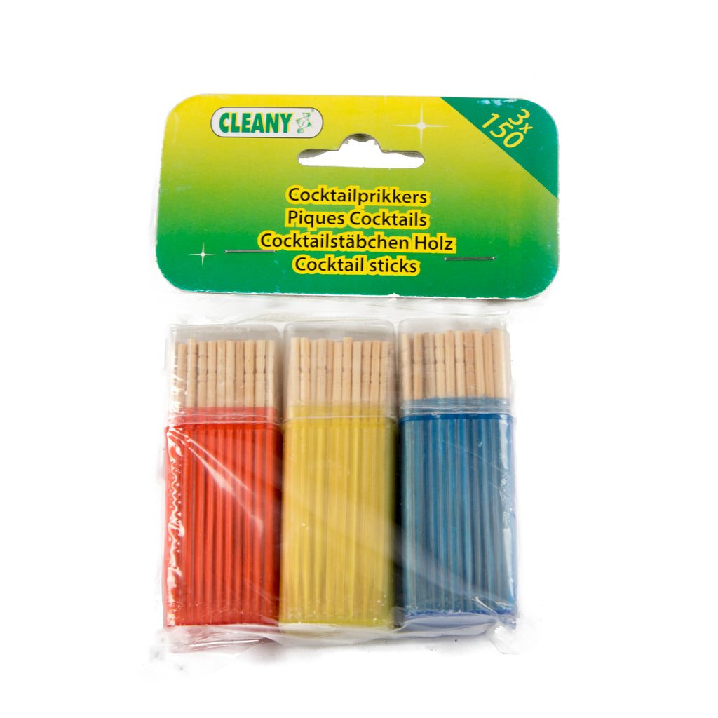 Cleany - Huishoud artikelen - Cocktailprikkers - Colored Box - 3x150 Stuks